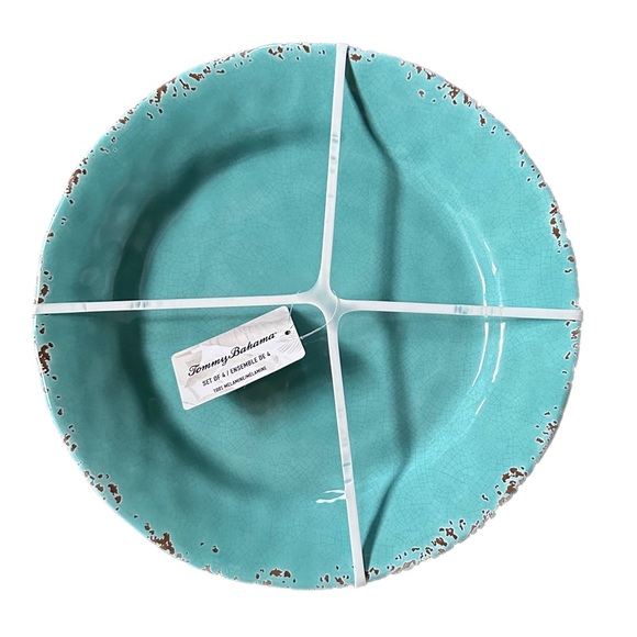 Tommy Bahama Other - Tommy Bahama Rustic Crackle Turquoise 11" Melamine Dinner Plates Set of 4